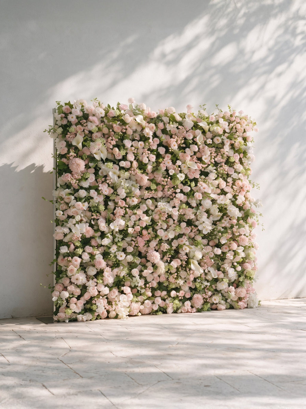 Cashmere：2026 Luxury 5D White & Pink Floral Wall with Greenery Roll-Up Backdrop for Rustic Garden Weddings