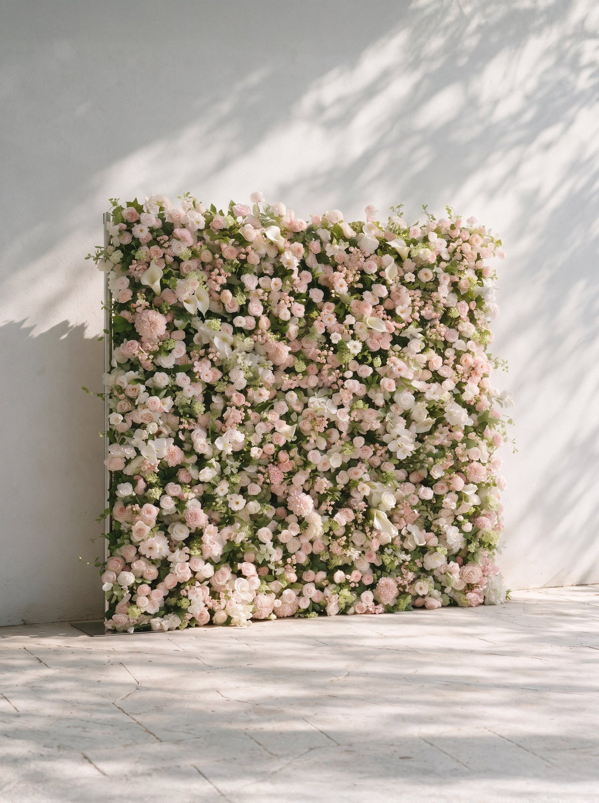 Cashmere：2026 Luxury 5D White & Pink Floral Wall with Greenery Roll-Up Backdrop for Rustic Garden Weddings