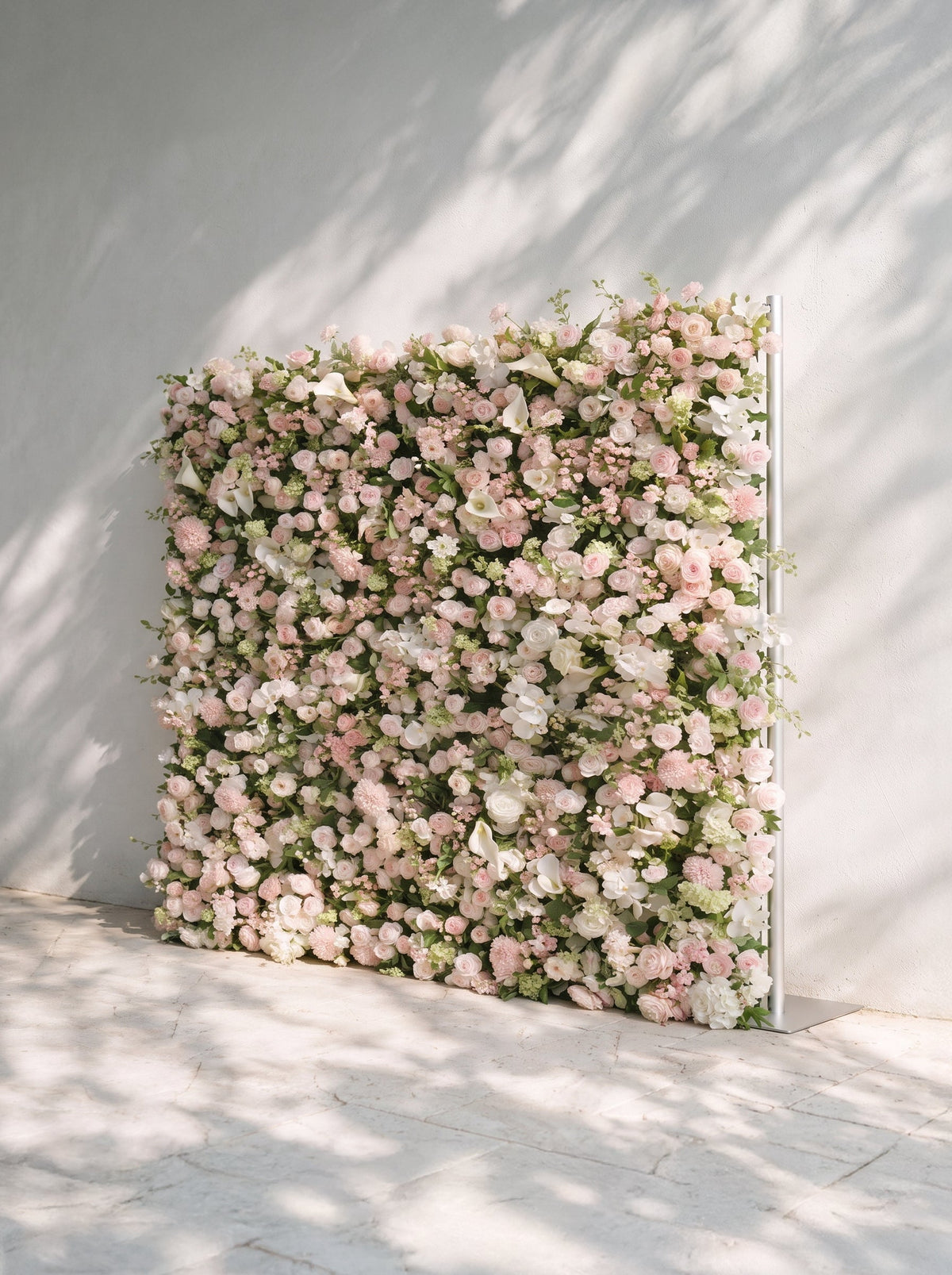 Cashmere：2026 Luxury 5D White & Pink Floral Wall with Greenery Roll-Up Backdrop for Rustic Garden Weddings