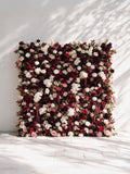 Garnet ：2026 Luxury 5D Berry & Burgundy Floral Wall with Greenery Roll-Up Backdrop for Rustic Garden Weddings