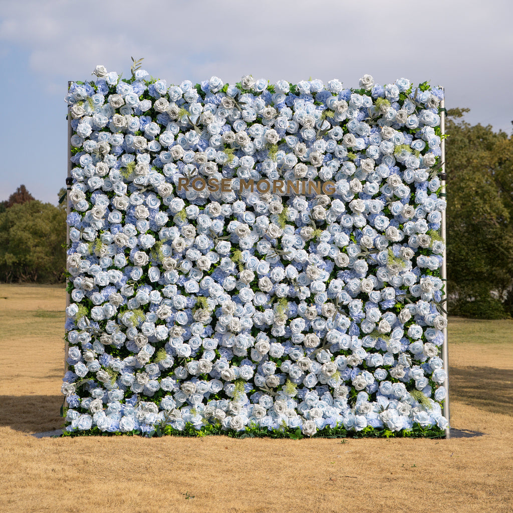 Vesper: 3D Blue & Dusty Rose Wall | Premium Roll-Up Fabric Backdrop for Events