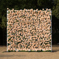 Zephyra: 3D Elegant Champagne Silk Rose Flower Wall Roll-Up Fabric Backdrop for Luxury Weddings & Events