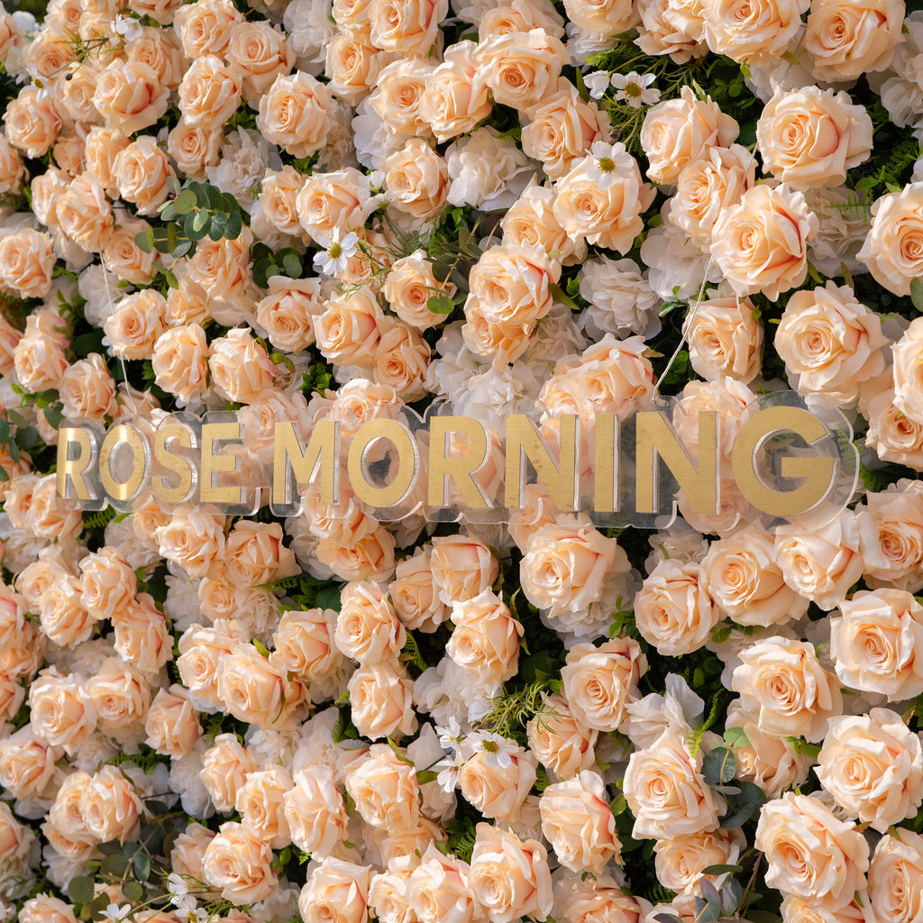 Zephyra: 3D Elegant Champagne Silk Rose Flower Wall Roll-Up Fabric Backdrop for Luxury Weddings & Events