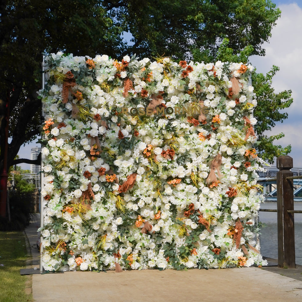 Zoey：5D Fabric Artificial rolling up curtain flower wall